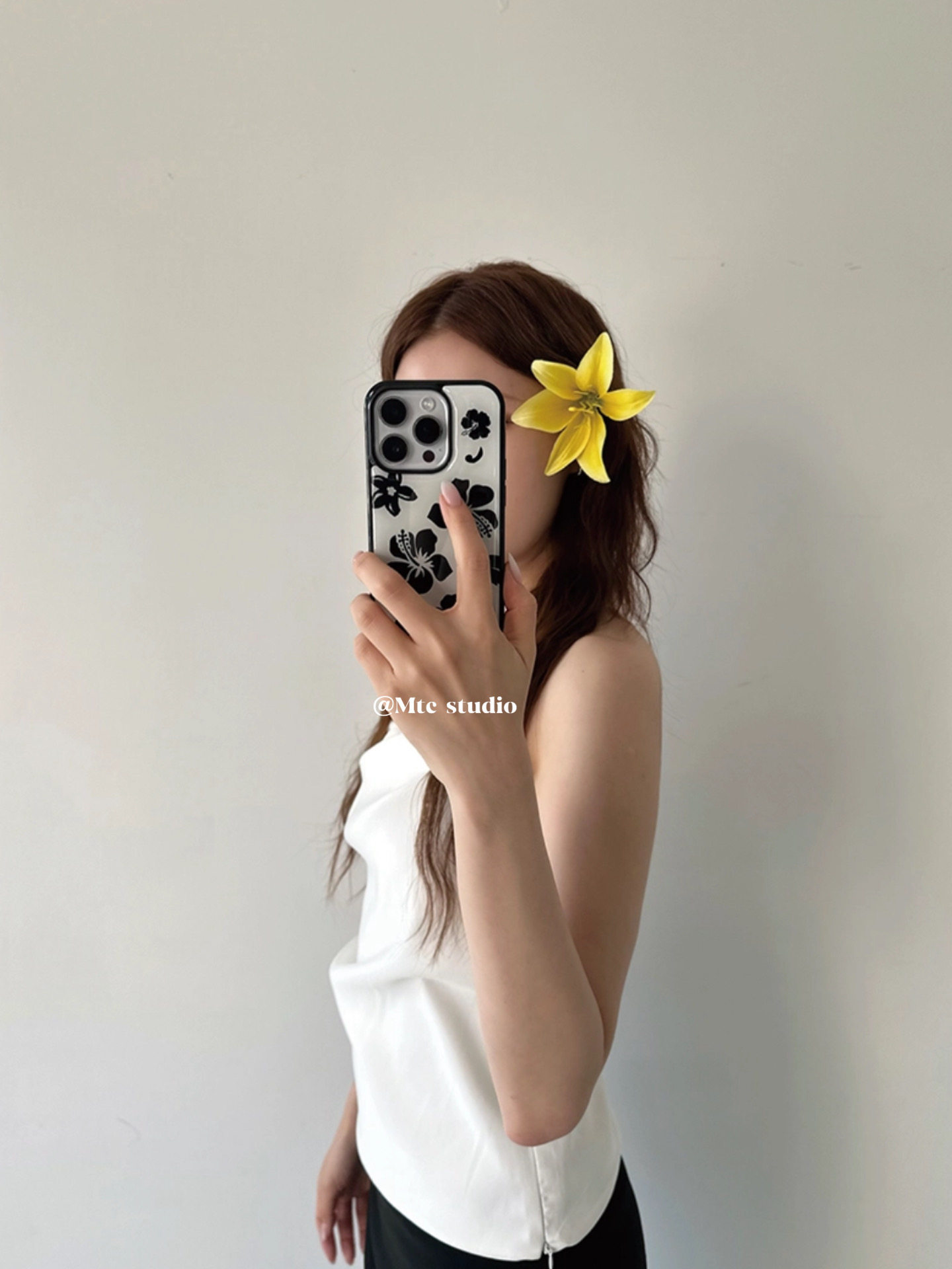 Phone Cases Beach - Koreanische Ins Sommer Strand Schwarze Hibiskusblumen