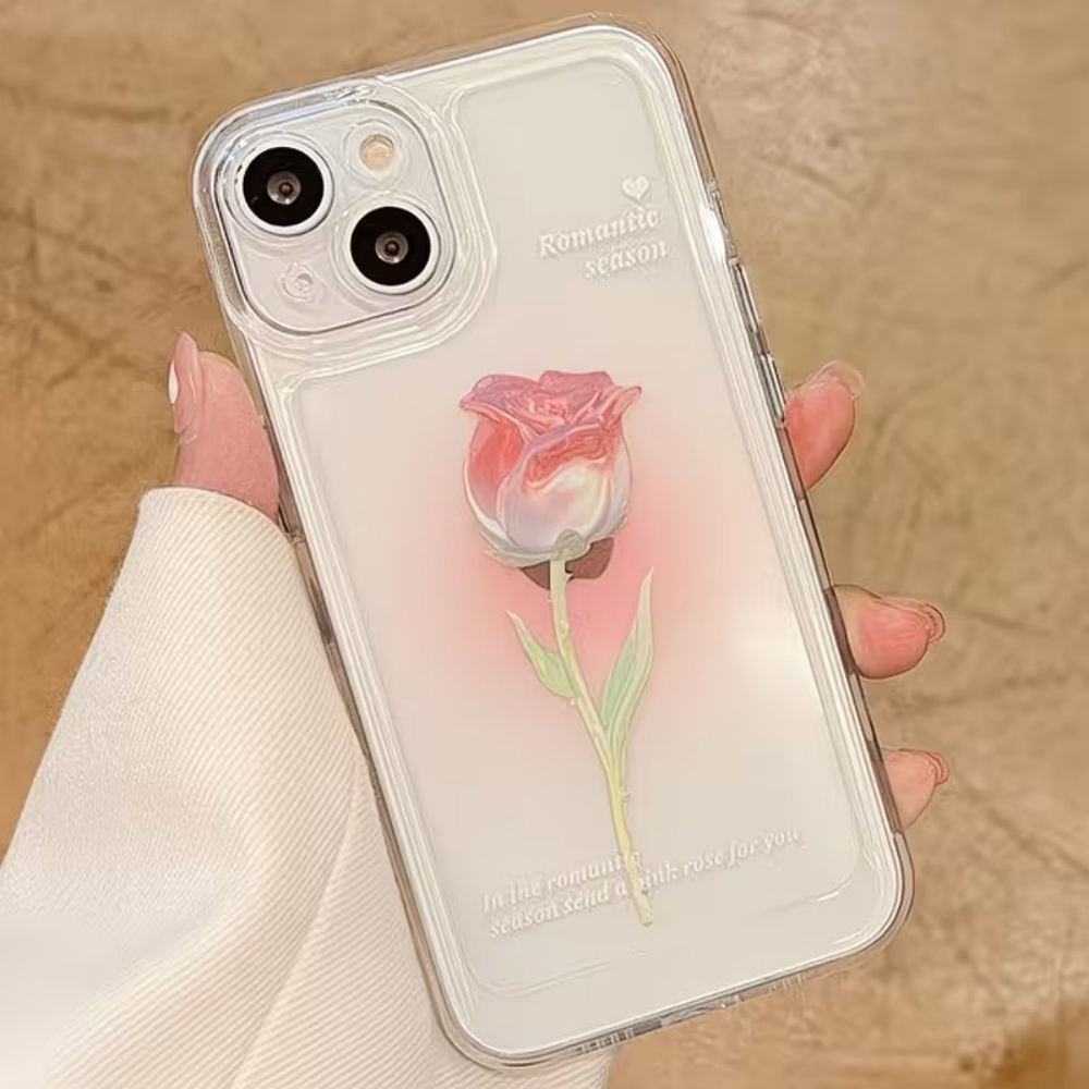 Phone Cases Aesthetic - Ästhetische Aquarell-Rosen Transparente Handyhülle für iPhone