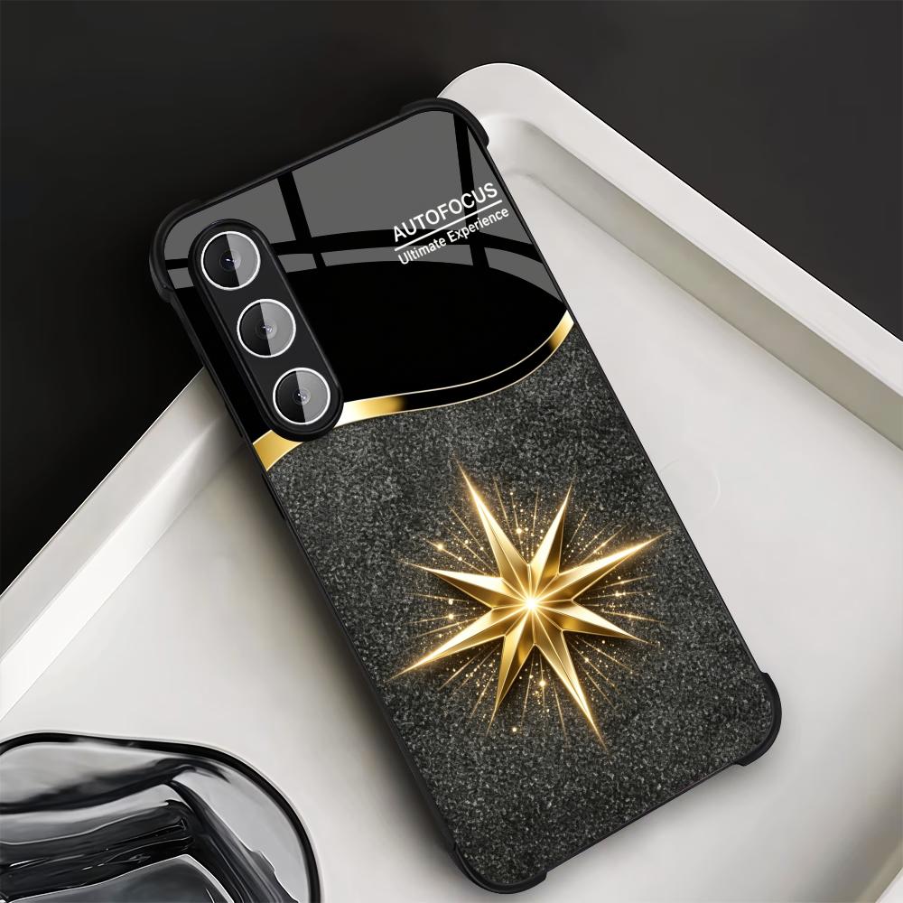Phone Cases Quad Lock - Schwarze Glänzende Goldstern-Handyhülle S26 Ultra Case