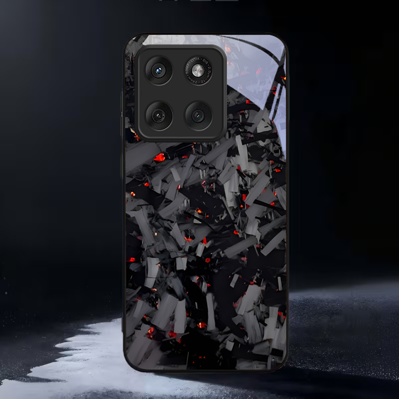 Phone Cases Motorola - Dark Fragmented Embers Schwarze Glas-Handyhülle für