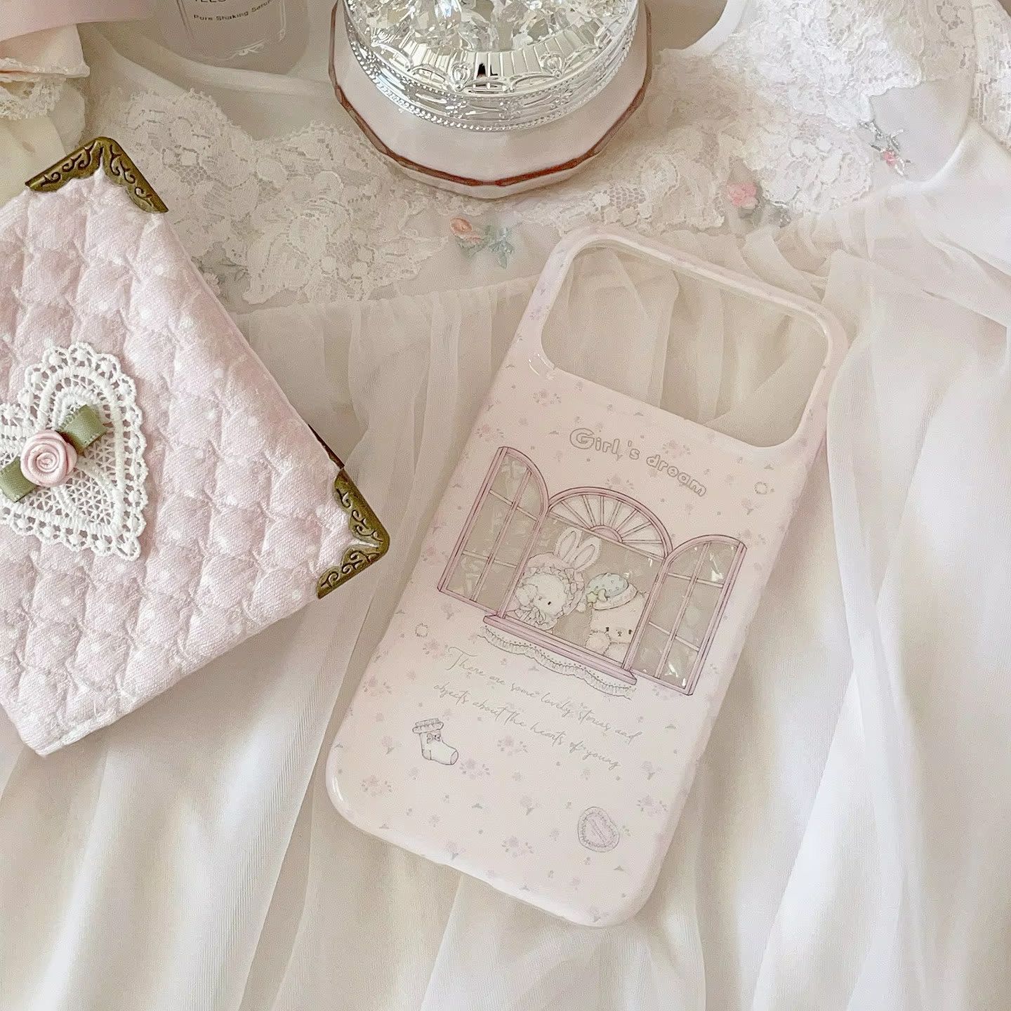 Phone Cases Pink - Kawaii Bunny Bear Floral Pink Y2K