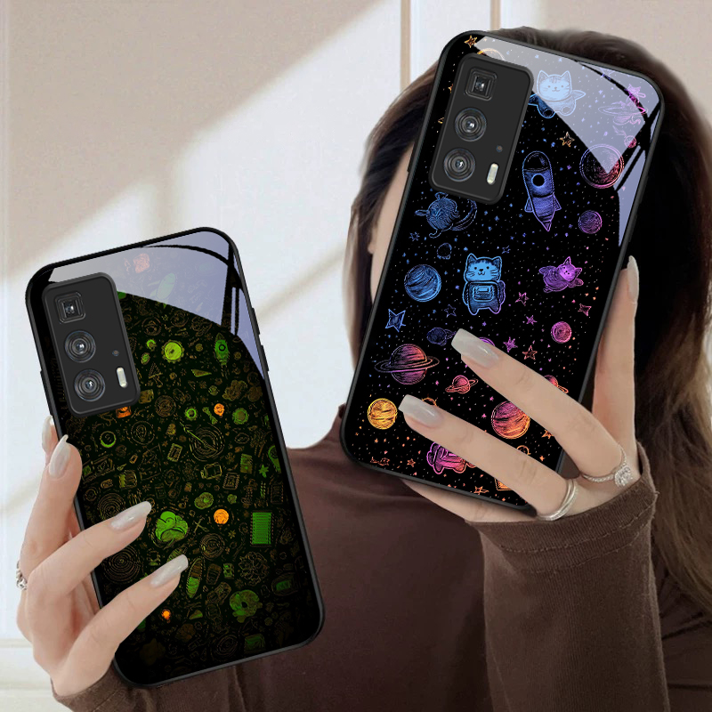 Phone Cases Motorola - Violettes Sternenfluss-Muster für Motorola Moto Edge