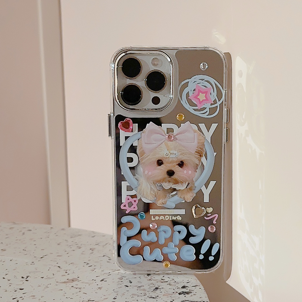 Phone Cases Diy - Niedliche Cartoon-Welpen DIY Diamantbeschichtete Spiegel-Handyhülle für
