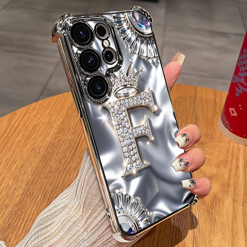 Phone Cases Quad Lock - Luxuriöse Diamant-Buchstaben-F Handyhülle S26 Ultra Case