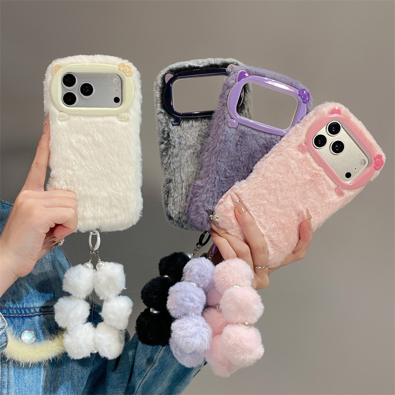 Phone Cases Bulk - Luxuriöse Einfarbige Flauschige Plüsch-Handyhülle für iPhone
