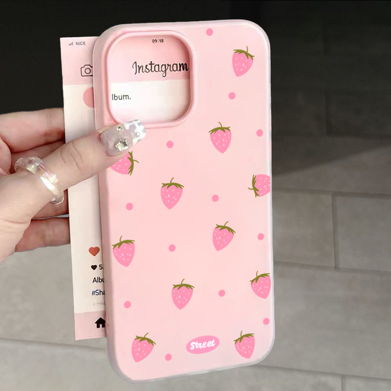 Phone Cases Pink - Süße rosa Erdbeer-Muster Handyhülle für iPhone