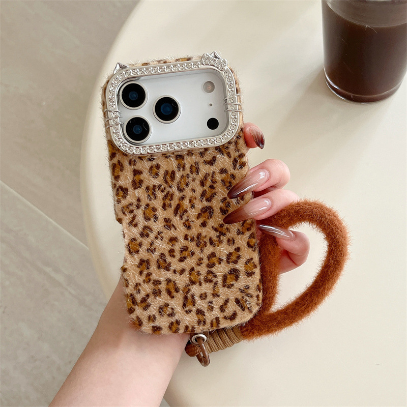 Phone Cases Leopard Print - Luxuriöse, diamantbesetzte Handyhülle mit Leopardenmuster und