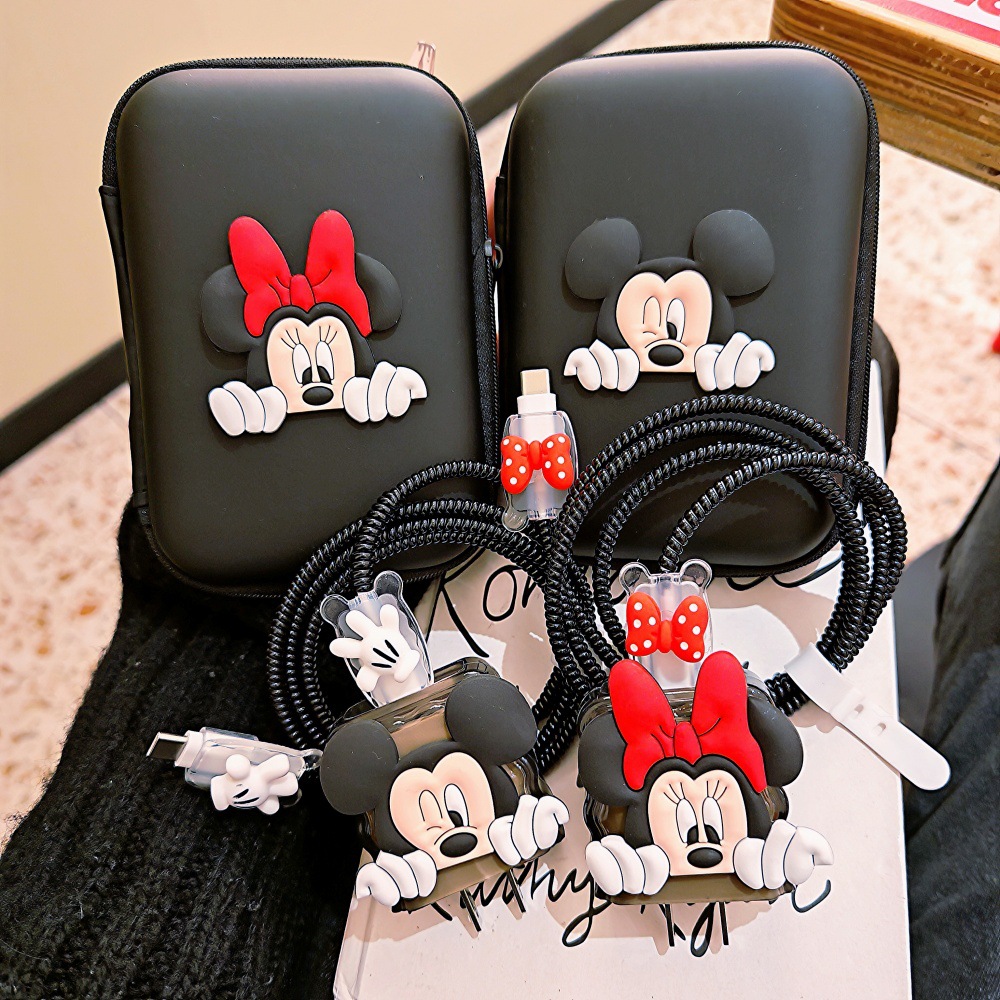 Phone Cases Rubber - Niedlicher Mickey Minnie Kabelschutz für iPhone