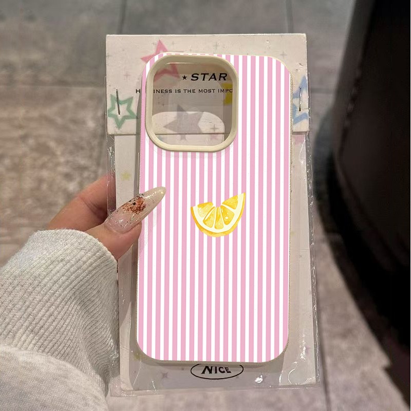 Phone Cases Pink - Orange-Pink-Weiß gestreifte Handyhülle für Samsung Galaxy