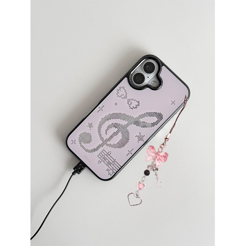 Phone Cases Pink - INS Koreanische Rosa Mosaik Musiknoten Handyhülle
