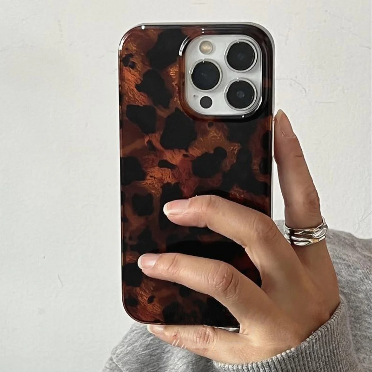Phone Cases Leopard Print - Retro Bernstein-Textur Laser-Handyhülle für iPhone 16