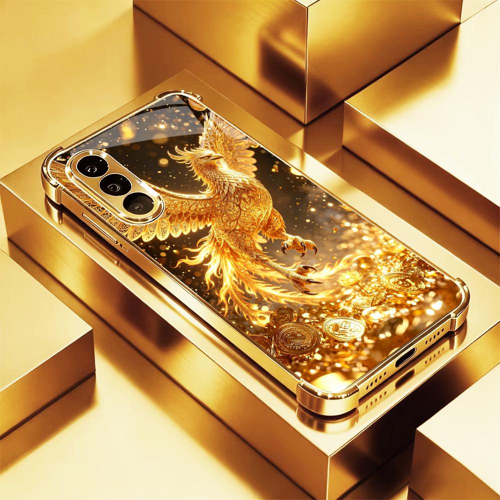 Phone Cases Quad Lock - Luxuriöse Goldene Vogel-Handyhülle S26 Ultra Case