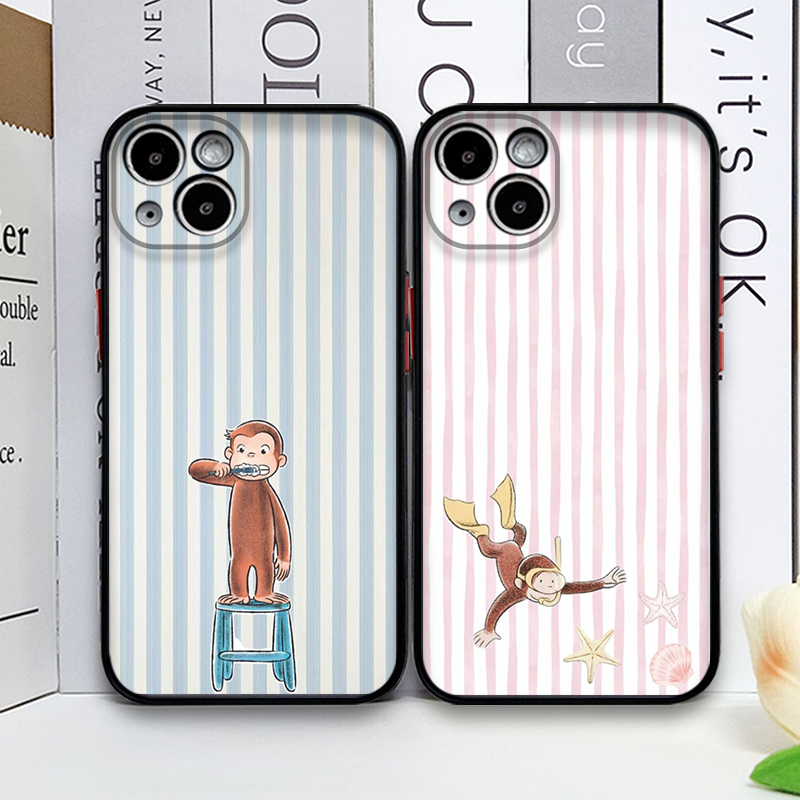 Phone Cases Iphone 16 Pro Max - Cartoon Gestreifter Affe mit Katze Handyhülle