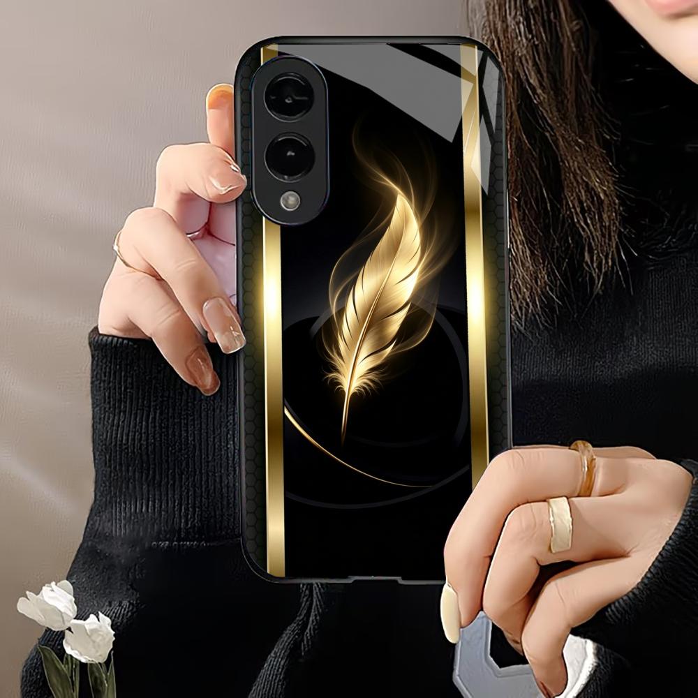 Glänzende goldene Feder-Handyh – Phone Cases Quad Lock Bewertung und Preis