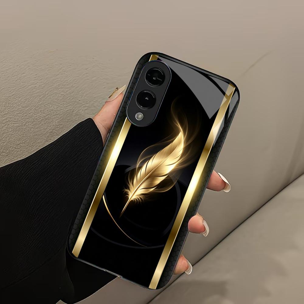 Glänzende goldene Feder-Handyh – Phone Cases Quad Lock Bewertung und Preis