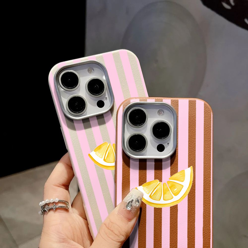 Zitronenrosa gestreifte Handyh – Phone Cases Pink Bewertung und Preis