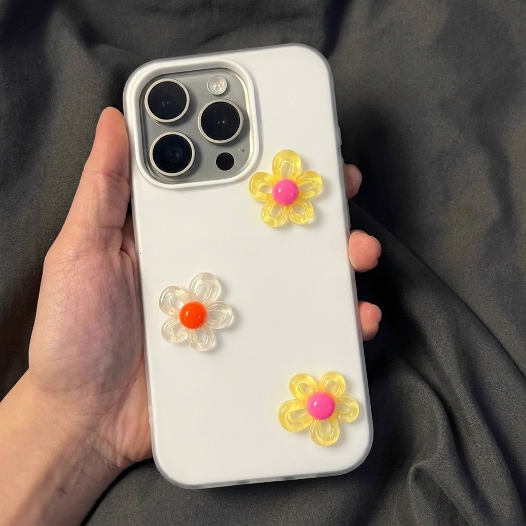 Weiß mit 3D-DIY-Buntblumen-Lan – Phone Cases Diy Bewertung und Preis